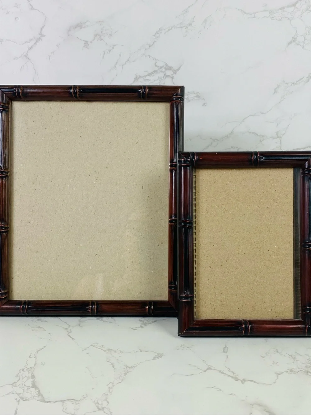 Two's Company Dark Brown Bamboo-Style Picture Frame Set table top